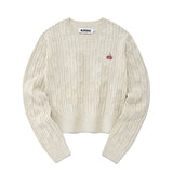 スモールチェリークロップ丈ニット／SMALL CHERRY CABLE CROP KNIT [CREAM]