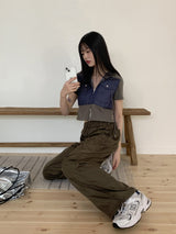 ティニャシャーリングナイロンツーウェイロングジョガーパンツ/Tinya Shirring Nylon Two-Way Long Jogger Pants