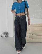 リネンローワイドパンツ/no,1048 linen raw wide pants
