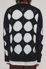 HOLE ARGYLE ROUND KNIT / BLACK (6600196751478)