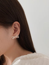 アイレットリボンパールピアス / [925silver] Eyelet ribbon pearl earrings