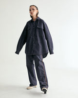 UNISEX LINE STITCH RAW DENIM PANTS W - INDIGO BLUE (6635992449142)