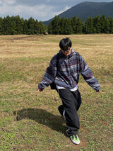 パターンフリースフードジャケット