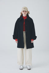 ダブルスティッチカラーオーバーコート / Double Stitch Collar OverCoat [Navy]