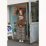 CHECK FRILL BANDING LONG SKIRT