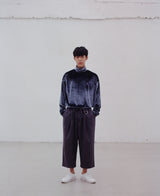 HOUNDS-TOOTH VELVET TURTLE-NECK TEE (Charcoal) / ハウンドトゥースベルベットタートルネックTシャツ