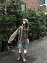 アイズオーバーサイズフィットワッフルニットフーディ