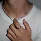 LOVE SKINNY BEADS NECKLACE BLUE (M)