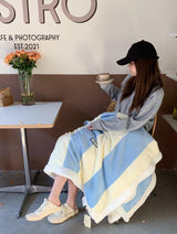レトロストライプマイクロファイバーラムフリースブランケット - 150x200cm