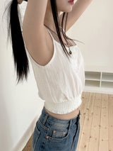 コットンボタンバンディングクロップドキャミソール/Waiben Cotton Button Banding Cropped Sleeveless