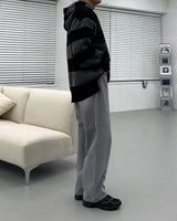 Striped Oversized Warmer Hooded Knitwear (3 colors)