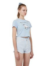 [i-ts21-002] CAT GUIDE CROP T-SHIRT SKY BLUE