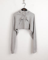 Lots Snap Button Waffle Layered Hooded Bolero