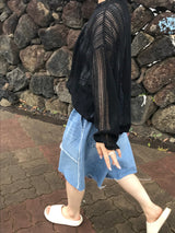 スラッシュデニムハーフパンツ