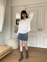 マーフィングラブリーピンタックフリルリボンヨルブラウス / Maping lovely pintuck frill ribbon yoru blouse