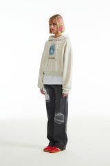 ウィティーバニープラネットエクスプローラークロップフーディー / WITTY BUNNY PLANET EXPLORER CROP HOODIE [OATMEAL]