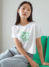 ピース＆ラブ クラブ Tシャツ / Peace&Love*Club Crop T-shirt (White)