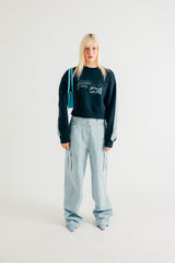 バッグクロップスウェットシャツ / NAVY BAG CROP SWEATSHIRT (fleece)
