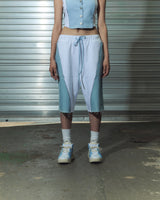 denim combi half pt - white