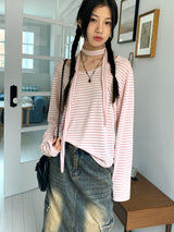Town Scarf Set Striped Linen Long Sleeve T-Shirt