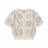 チェリージャカードパターンショートスリーブカーディガン / CHERRY JACQUARD PATTERN SHORT SLEEVE CARDIGAN [IVORY]