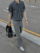 Roll up denim shirts