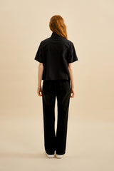 モノチェリーウーブンハーフプルオーバー／MONO CHERRY WOVEN HALF PULLOVER [BLACK]