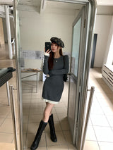 Slim line ribbed mini dress