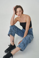 レタリングプリンテッドデニムパンツ / ACTRESS YANG HYE-JI WORN LETTERING PRINTED DENIM PANTS[6050]