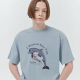 パピードルフィンジャンピングTシャツ/Puppy dolphin jumping half sleeve tshirt overfit