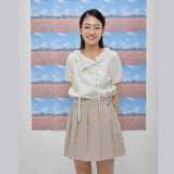 Kairo pleats skirt (beige) (6684261220470)
