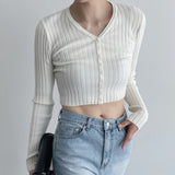 Miss Daily V-Neck Cropped Cardigan [4 colors]