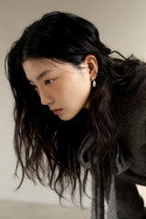 double tear earring - silver
