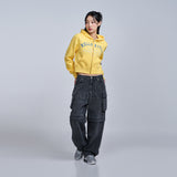 acme de la vie / Sanrio HELLO KITTY LETTERING CROP HOODIE ZIP UP YELLOW