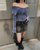 ビンテージウォッシングカーゴデニムスカート