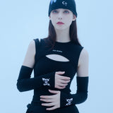 カットアウトウォーマートップ/0 5 cut out warmer top - BLACK