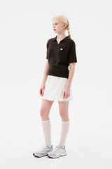 モノチェリーオープンカラーニット / MONO CHERRY OPEN COLLAR KNIT [BROWN]