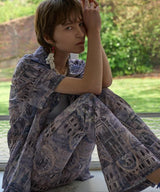 PRINTED FITTED PANTS (BLUE)