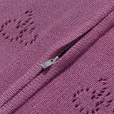 チェリーカラージップアップニット / CHERRY COLLAR ZIP UP KNIT KS [PURPLE]