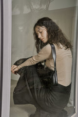 ドレープジャージートップス/DRAPE JERSEY TOP_BEIGE