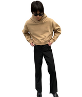 プリントクロップドフーディ / Print Cropped Hoodie-BEIGE
