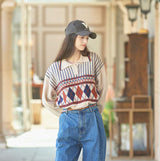 Argyle Knit Pullover (Oatmeal) (6643859685494)