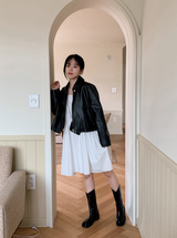 [SHOPPERMADE] ハーフレザージャケット (2color)