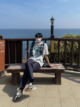 +5cm White Stitch Denim Pants (4005) (6697634660470)
