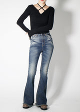 ラフブーツカットデニムパンツ / no.3005 Rough Bootcut Denim Pants (2color)
