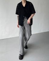 SIメッシュショートスリーブシャツカーディガン / SI mesh short-sleeved shirt cardigan (2 colors)