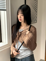 タッセルビーチウェアヴィンテージスカッシュニットカーディガン / Tassel Beachwear Vintage Scasi Knit Cardigan