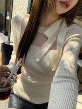 High-end bow knit top