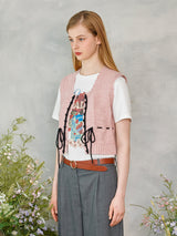 プチリボンニットベスト / Petite Ribbon Knit Vest (Pink)