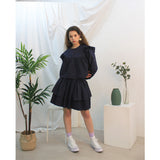 Floria shirring blouse (navy) (6656432242806)